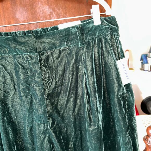 New Old Navy Extra High-Waisted Velvet Taylor Pants wide leg green Large - Picture 4 of 13